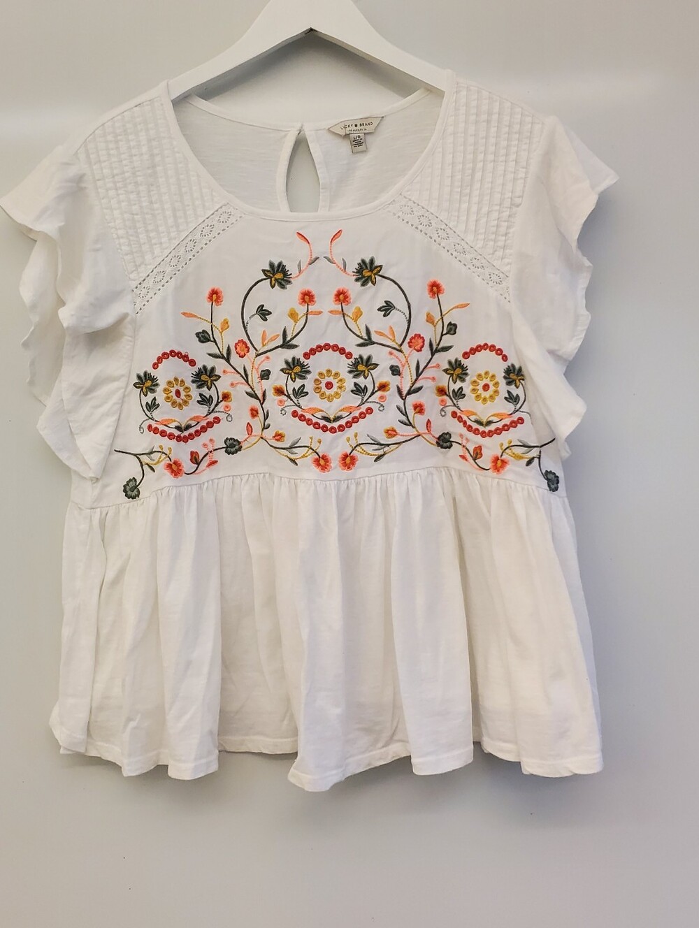 Lucky Brand Embroidered White Blouse